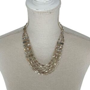 Parfois Womens Crystal Goldtone Multilayered Necklace Gold White NWT